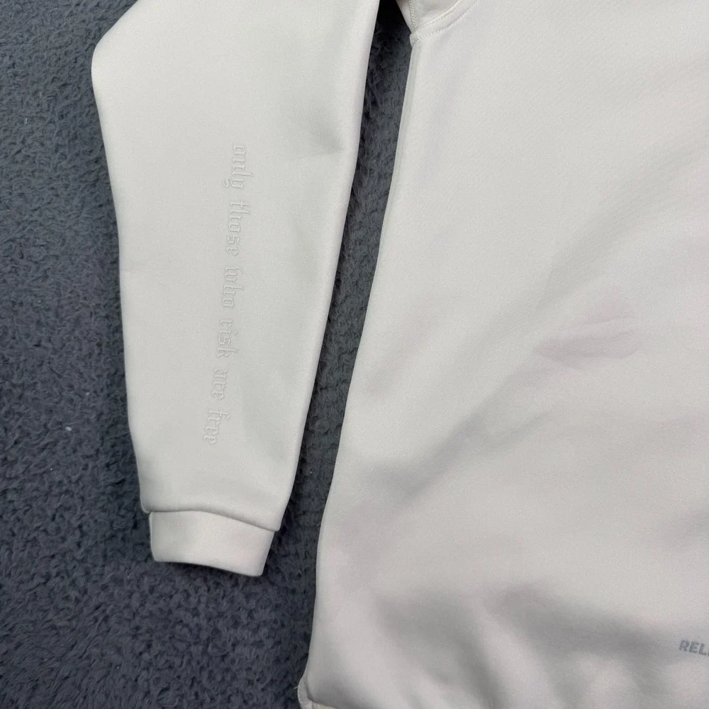 ASRV Tech Hoodie Mens Medium Cream Coolever Full Zip Pullover Stretch Gym